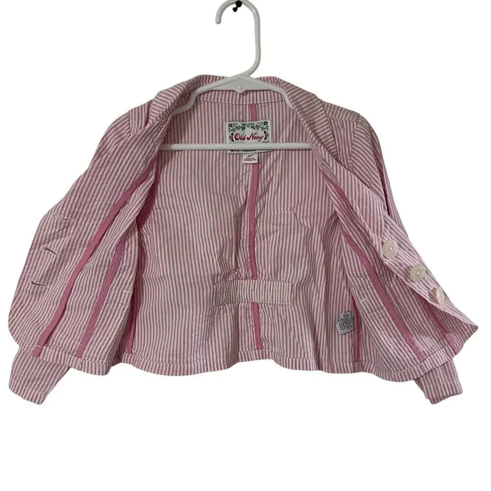 Old Navy White Pink Striped Blazer 2006 Size Size 3T
